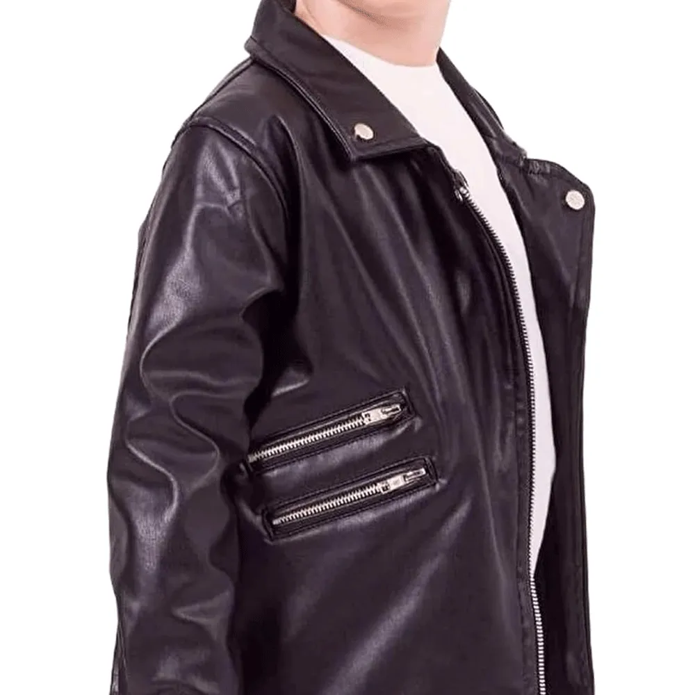 Kid Motorcycle Leather jacket in  Black