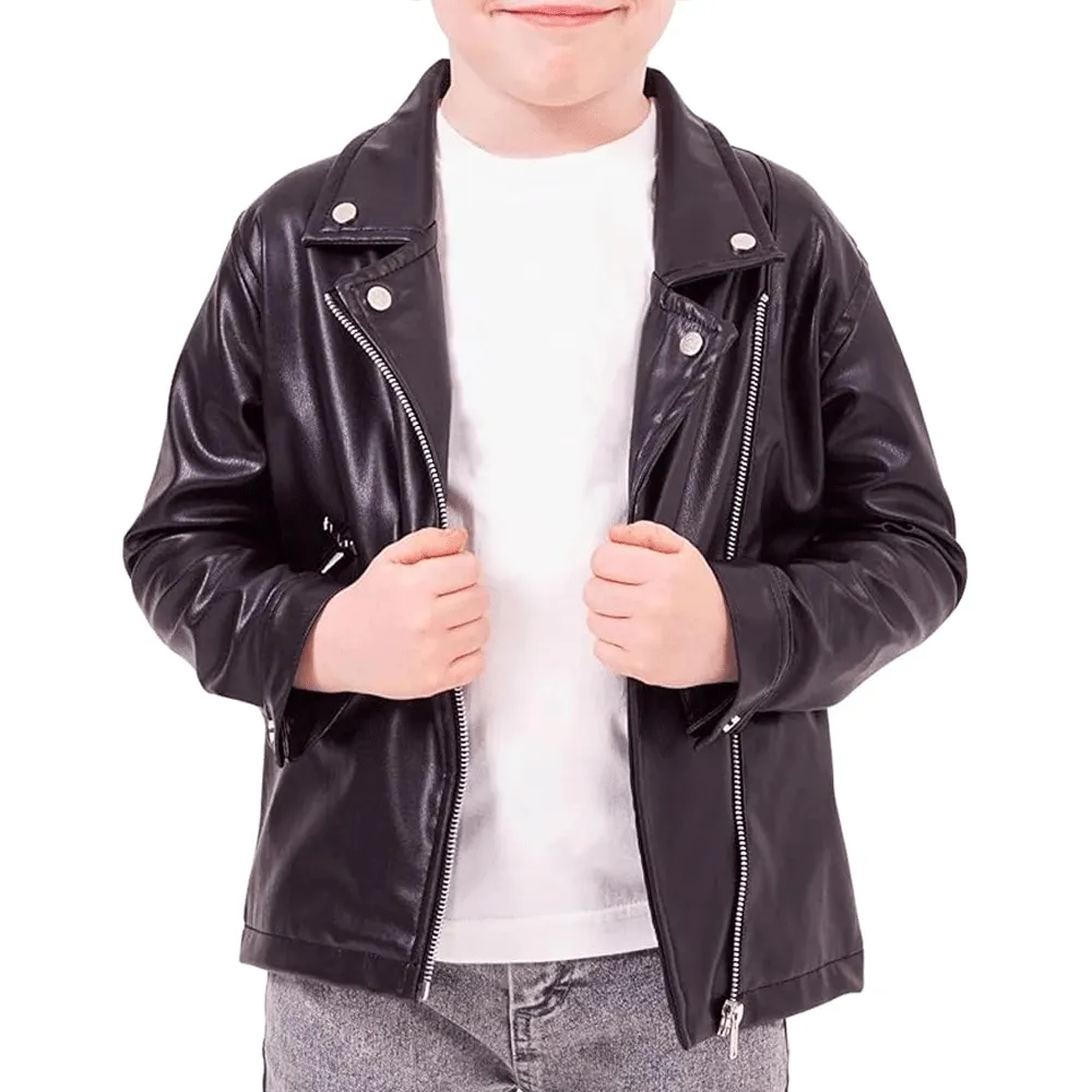 Kid Motorcycle Leather jacket in  Black