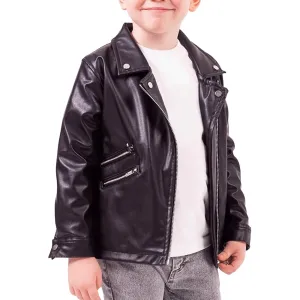 Kid Motorcycle Leather jacket in  Black