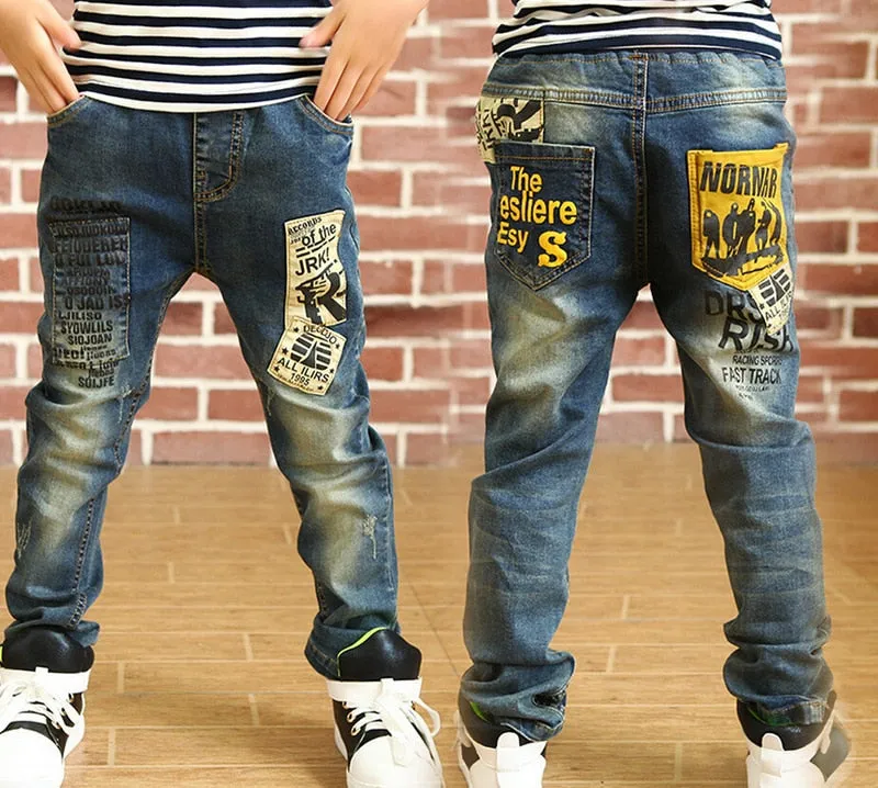 Kids Boys Jeans Classic Cowboy Pants Denim Casual Bottoms - BJN0106