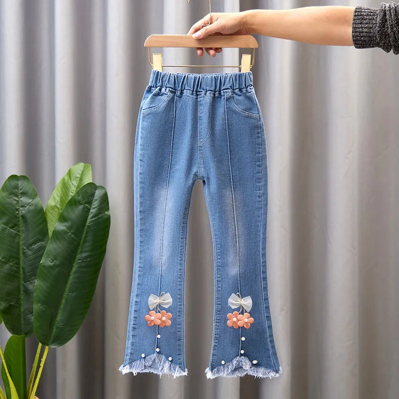 Kids Girls Denim Pants Kids Bell-bottoms Children Spring Autumn Clothing Casual Girls Jeans - GJN0164