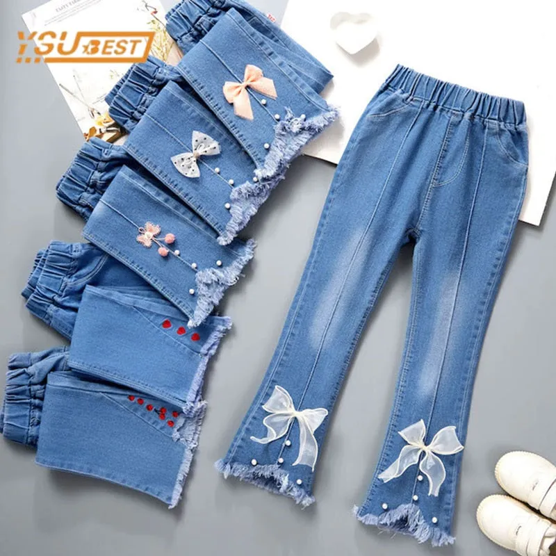 Kids Girls Denim Pants Kids Bell-bottoms Children Spring Autumn Clothing Casual Girls Jeans - GJN0164