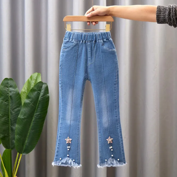 Kids Girls Denim Pants Kids Bell-bottoms Children Spring Autumn Clothing Casual Girls Jeans - GJN0164