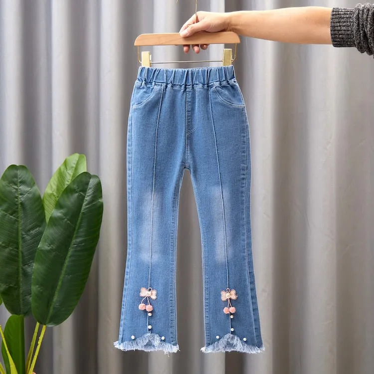 Kids Girls Denim Pants Kids Bell-bottoms Children Spring Autumn Clothing Casual Girls Jeans - GJN0164