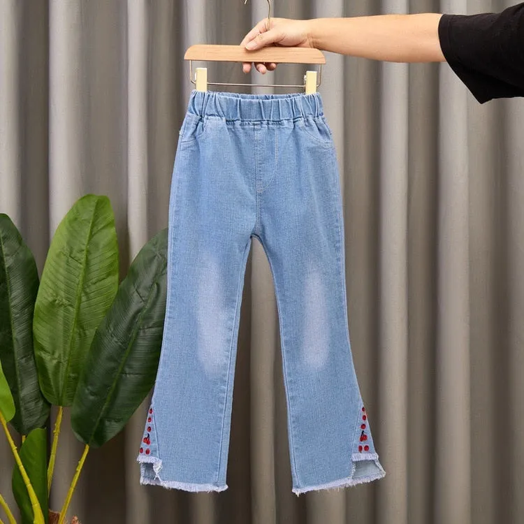 Kids Girls Denim Pants Kids Bell-bottoms Children Spring Autumn Clothing Casual Girls Jeans - GJN0164