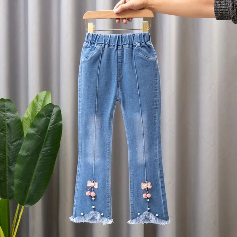 Kids Girls Denim Pants Kids Bell-bottoms Children Spring Autumn Clothing Casual Girls Jeans - GJN0164