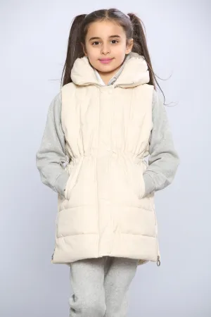 Kids Longline Pocket Gilet - Cream