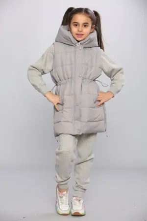 Kids Longline Pocket Gilet - Grey