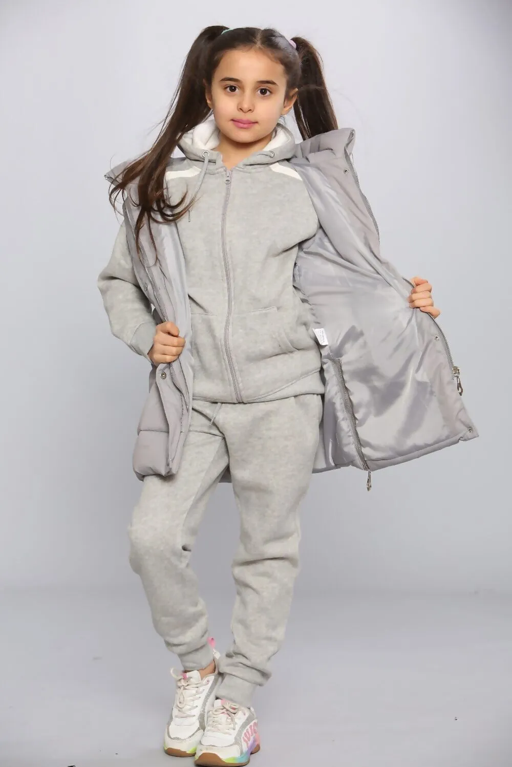 Kids Longline Pocket Gilet - Grey