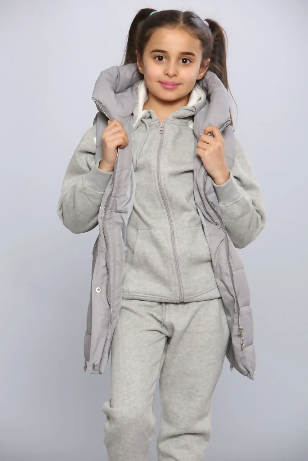 Kids Longline Pocket Gilet - Grey