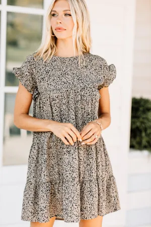 Know It Well Olive Green Spotted Babydoll Dress