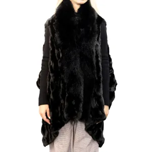 La Fiorentina Chic Black Faux Fur Vest - One Size (66 in x 26 in)