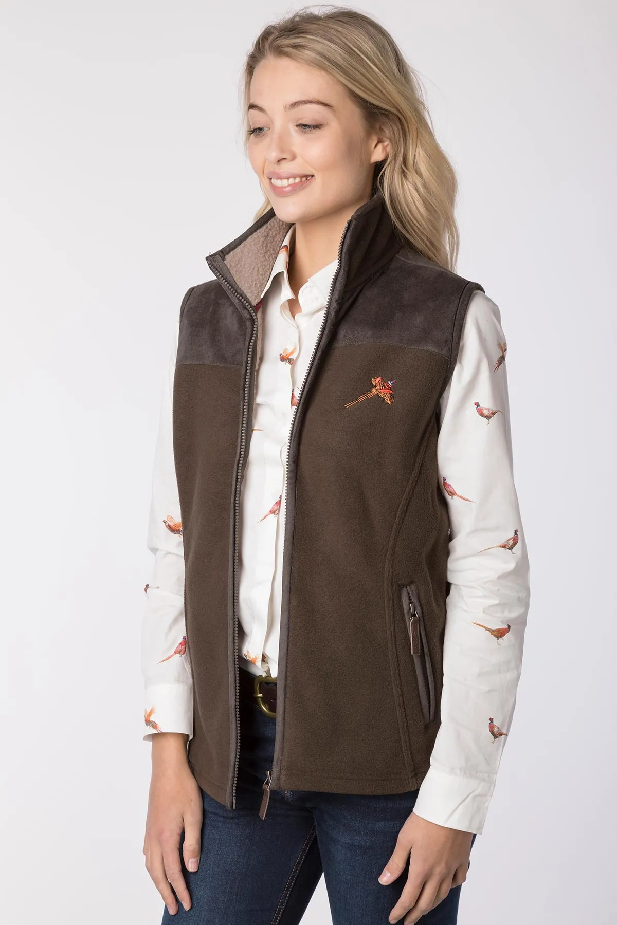 Ladies Garton II Fleece Gilet Pheasant Motif