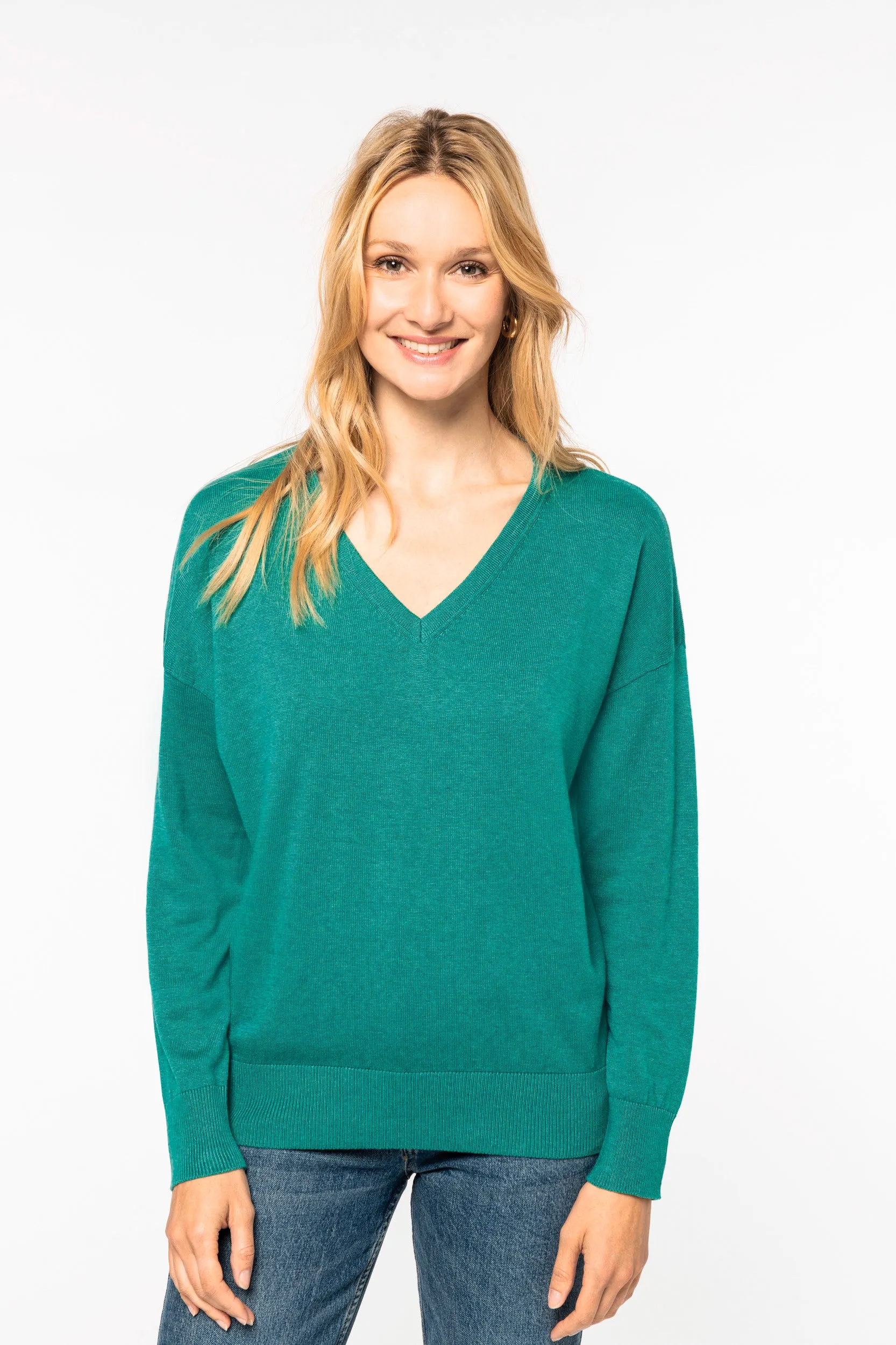 Ladies’  V-neck Jumper With Lyocell Tence - 250 g/m² - NS921