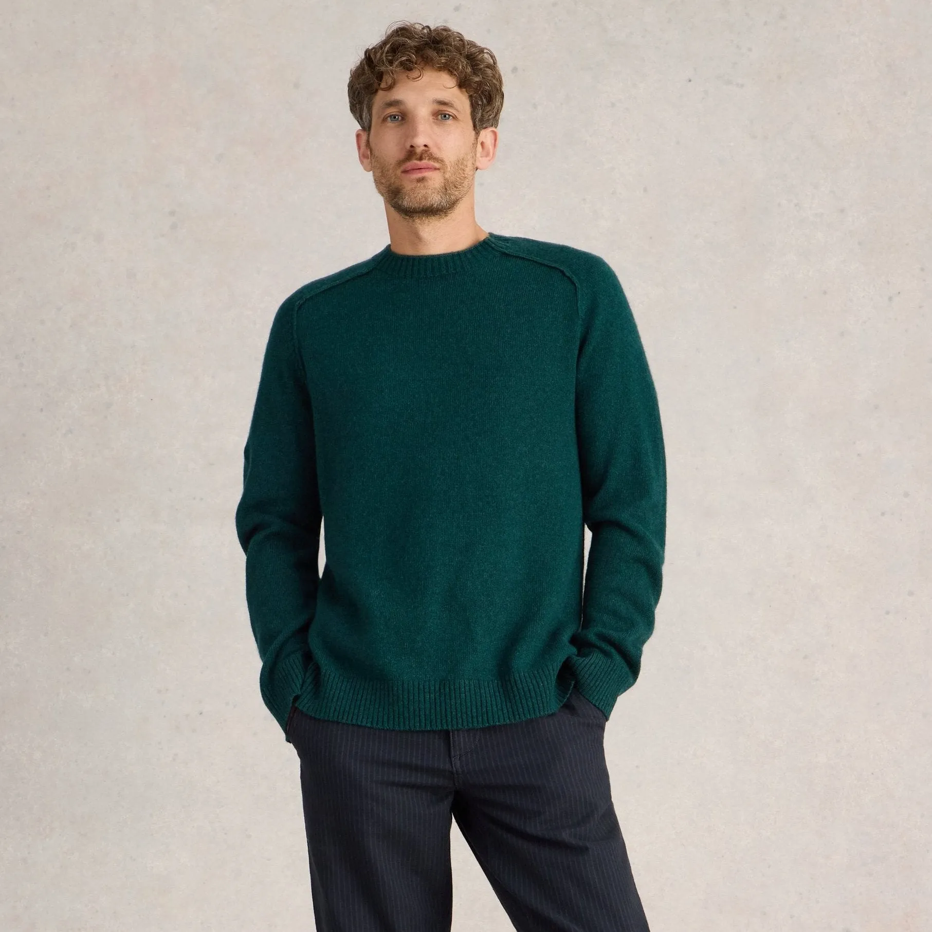 Lambswool Crew Neck Jumper - Mid Green