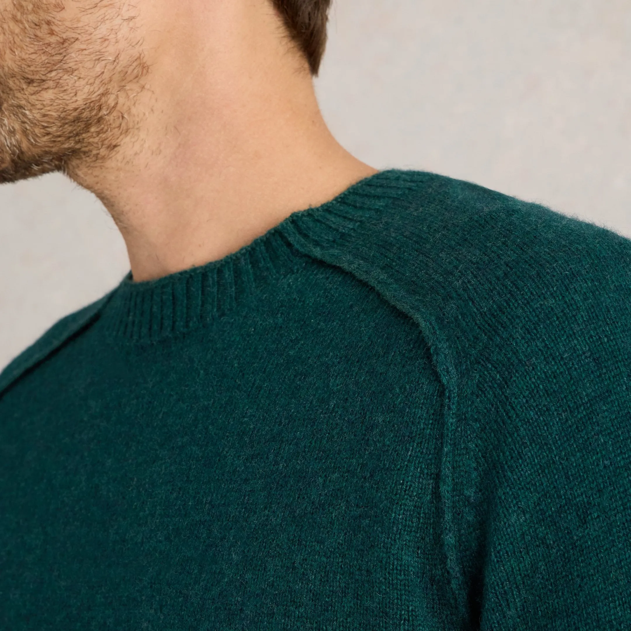 Lambswool Crew Neck Jumper - Mid Green