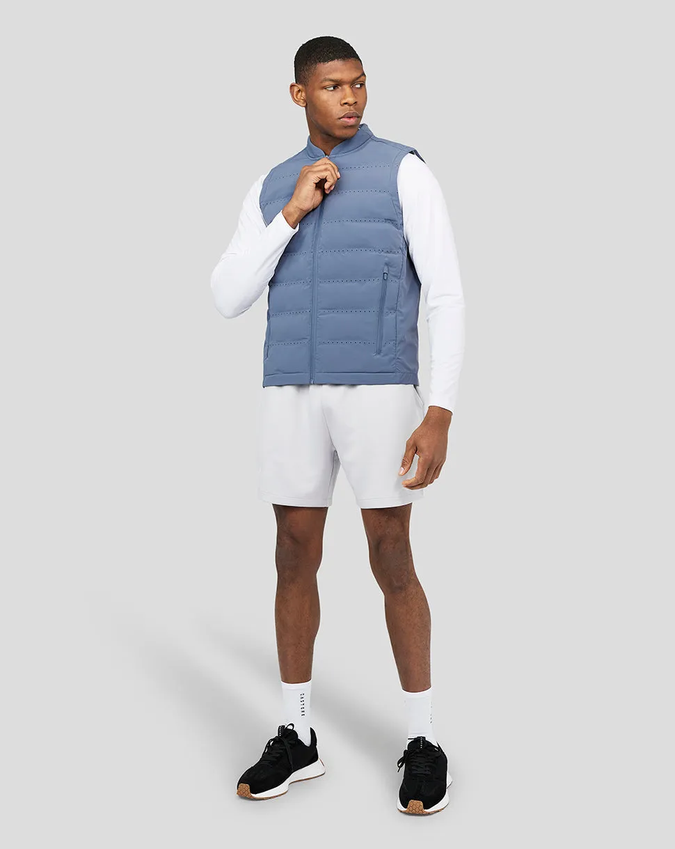 Laser Quilt Running Gilet - Clay Blue