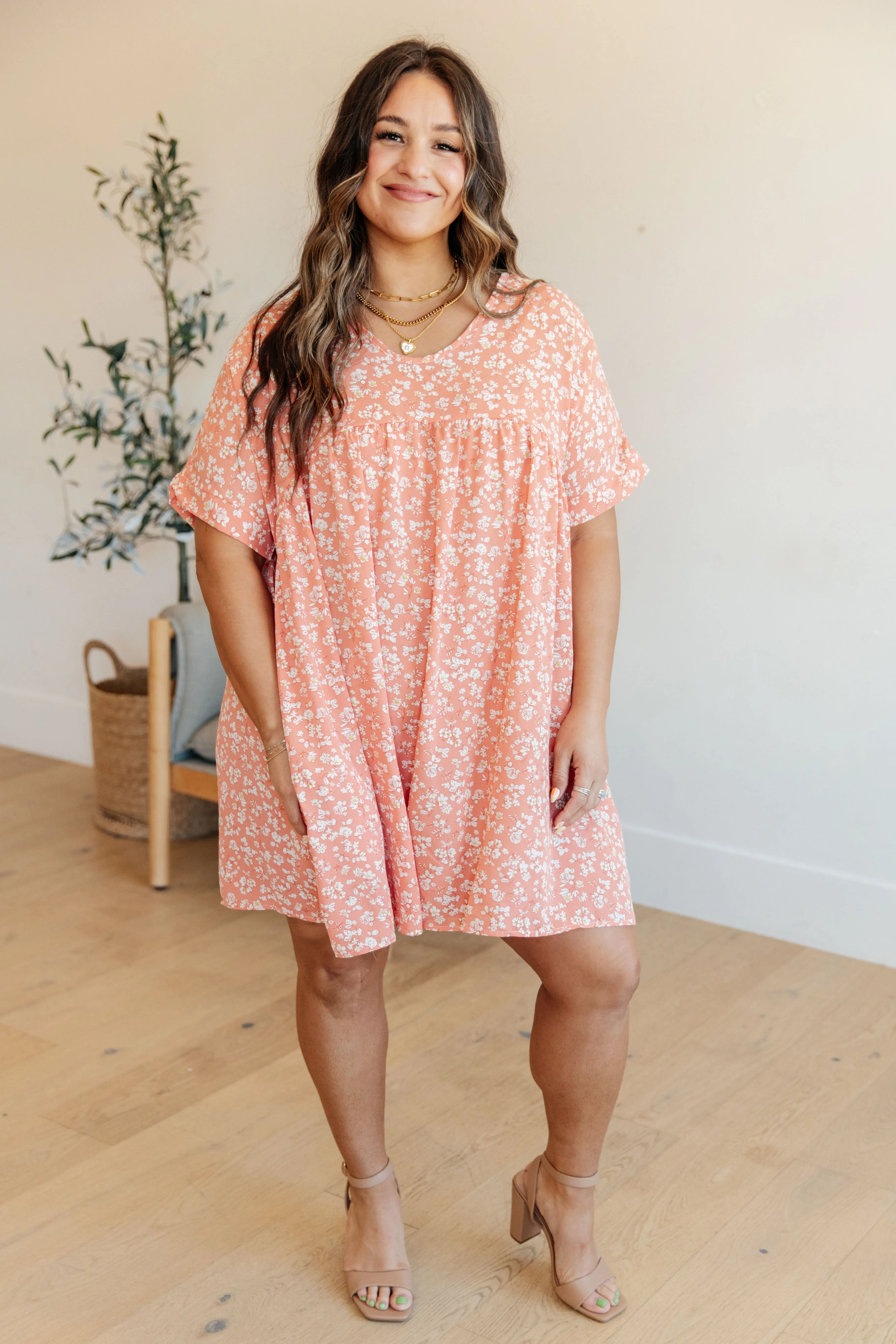 Leigha Dolman Sleeve Dress in Coral Floral