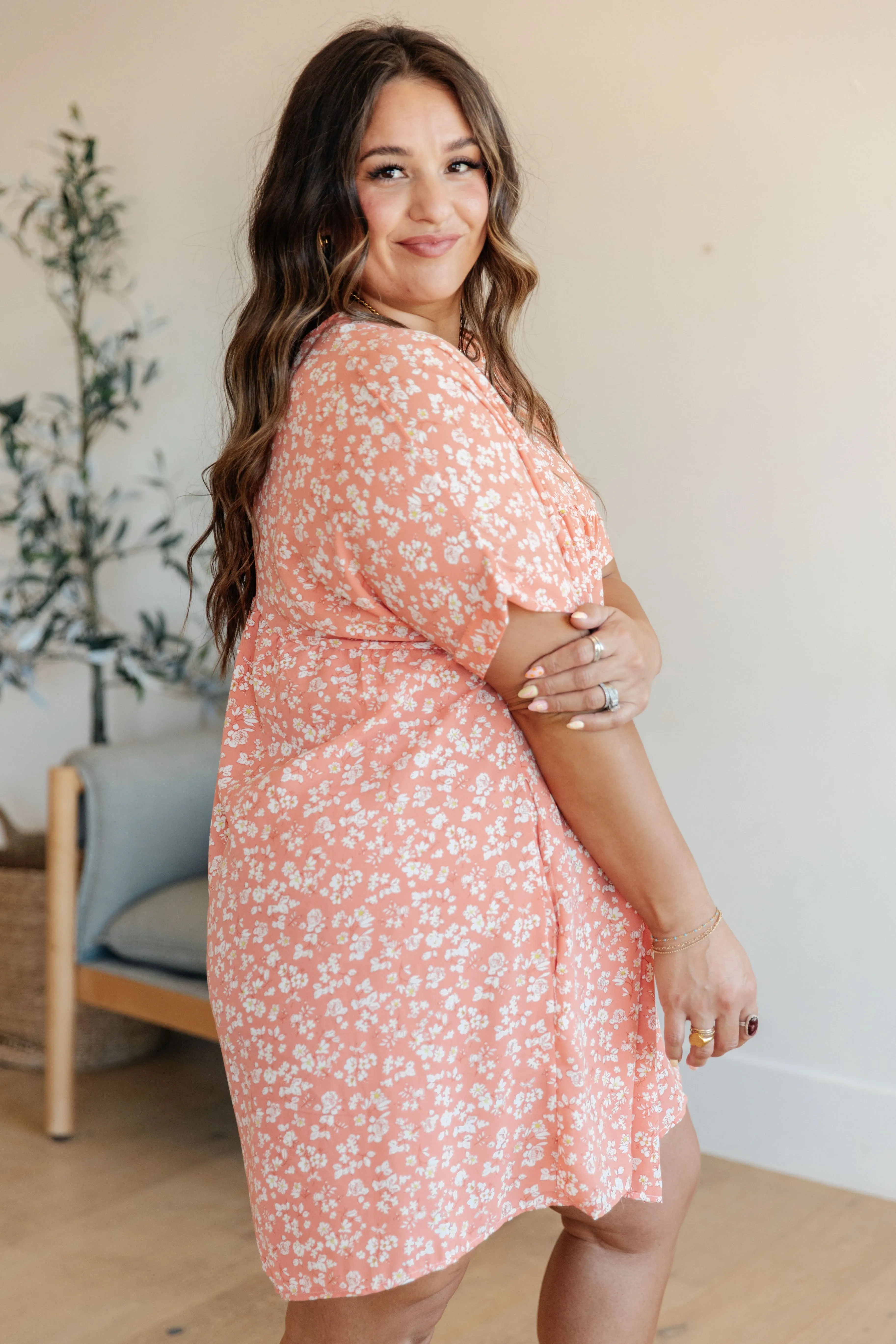 Leigha Dolman Sleeve Dress in Coral Floral