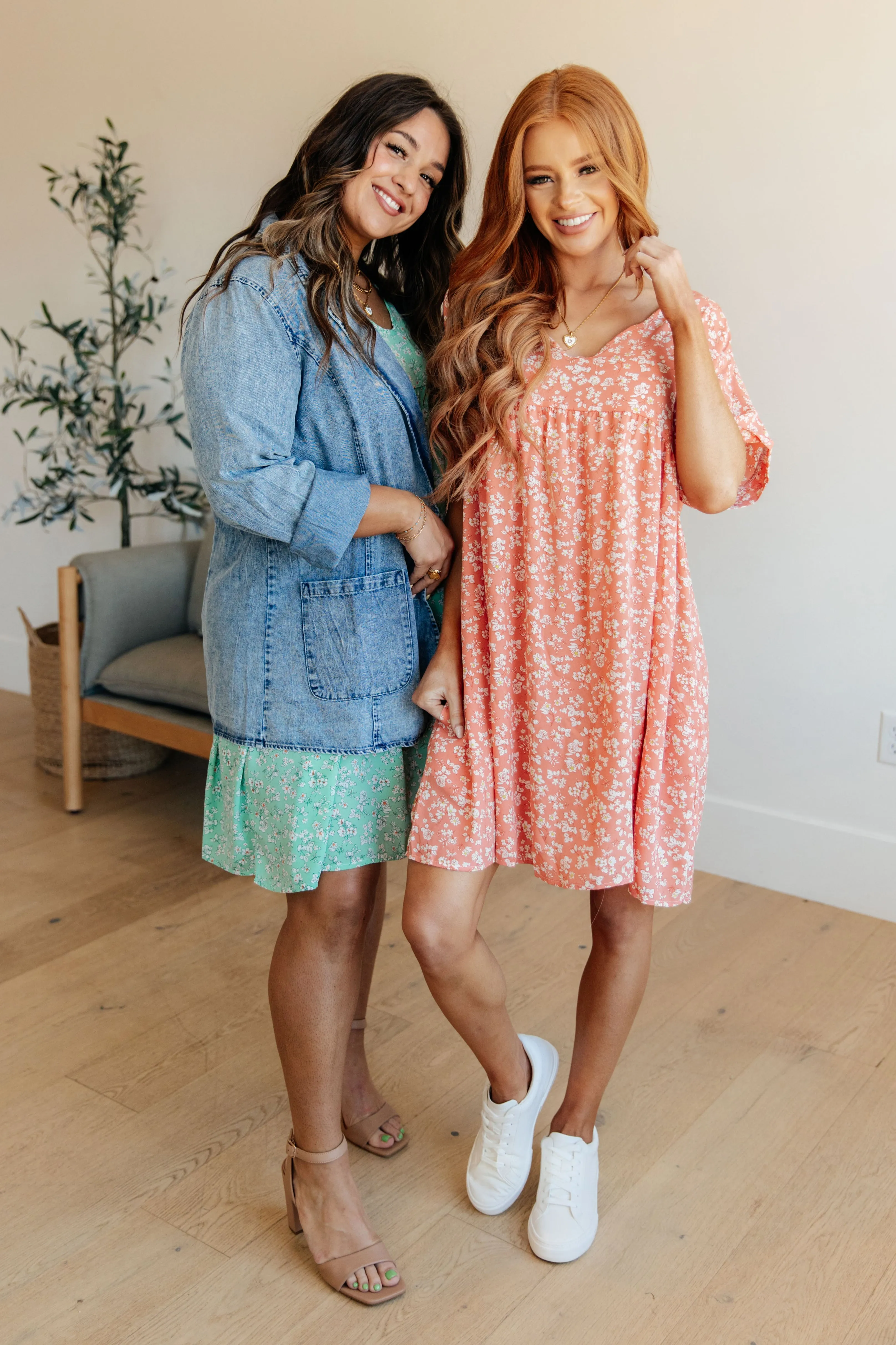 Leigha Dolman Sleeve Dress in Coral Floral