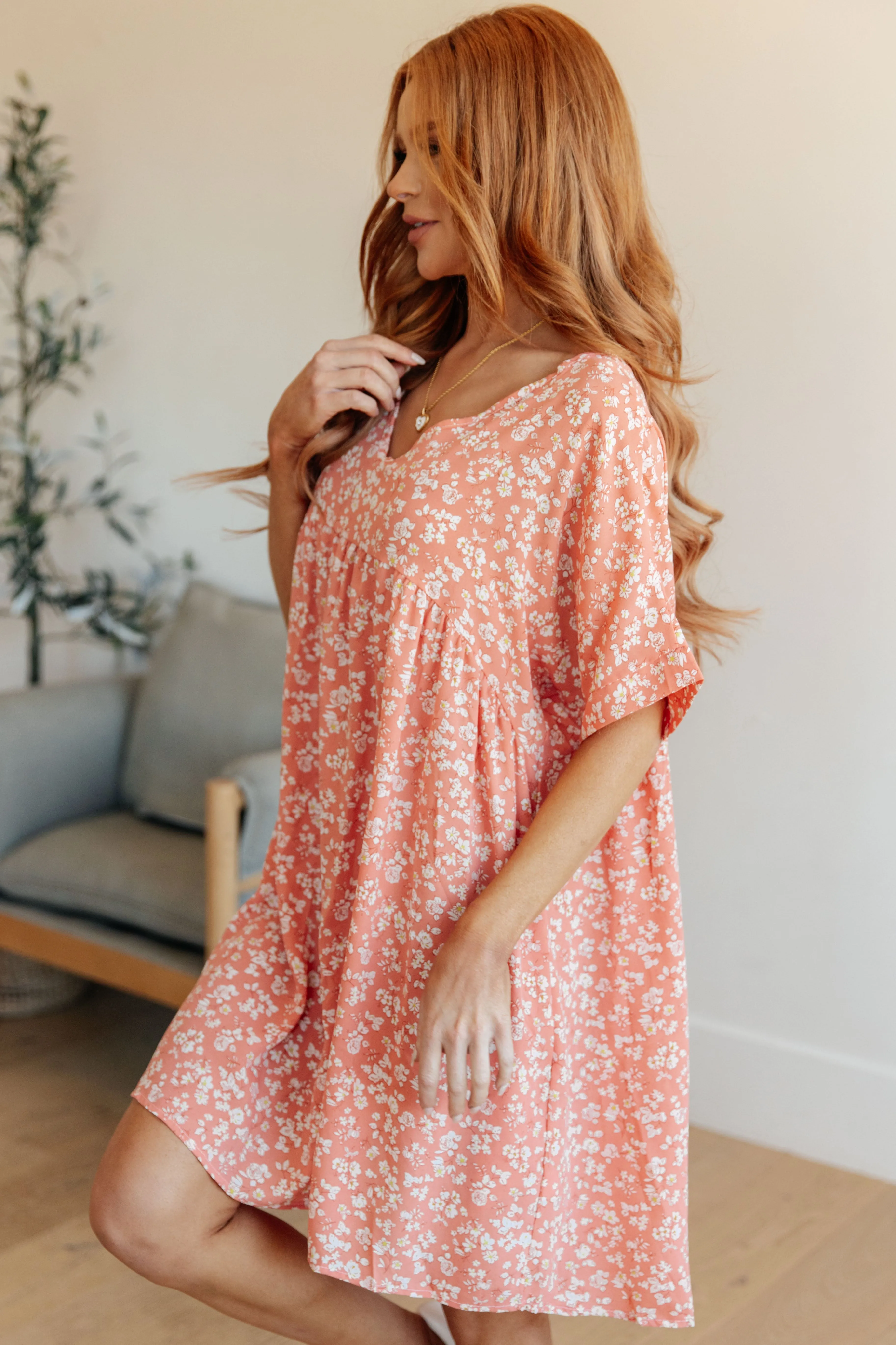 Leigha Dolman Sleeve Dress in Coral Floral