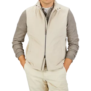 Light Beige Suede Alcantara Zip Gilet