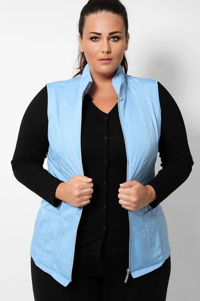 Light Blue Lightweight Full Zip High Neck Gilet