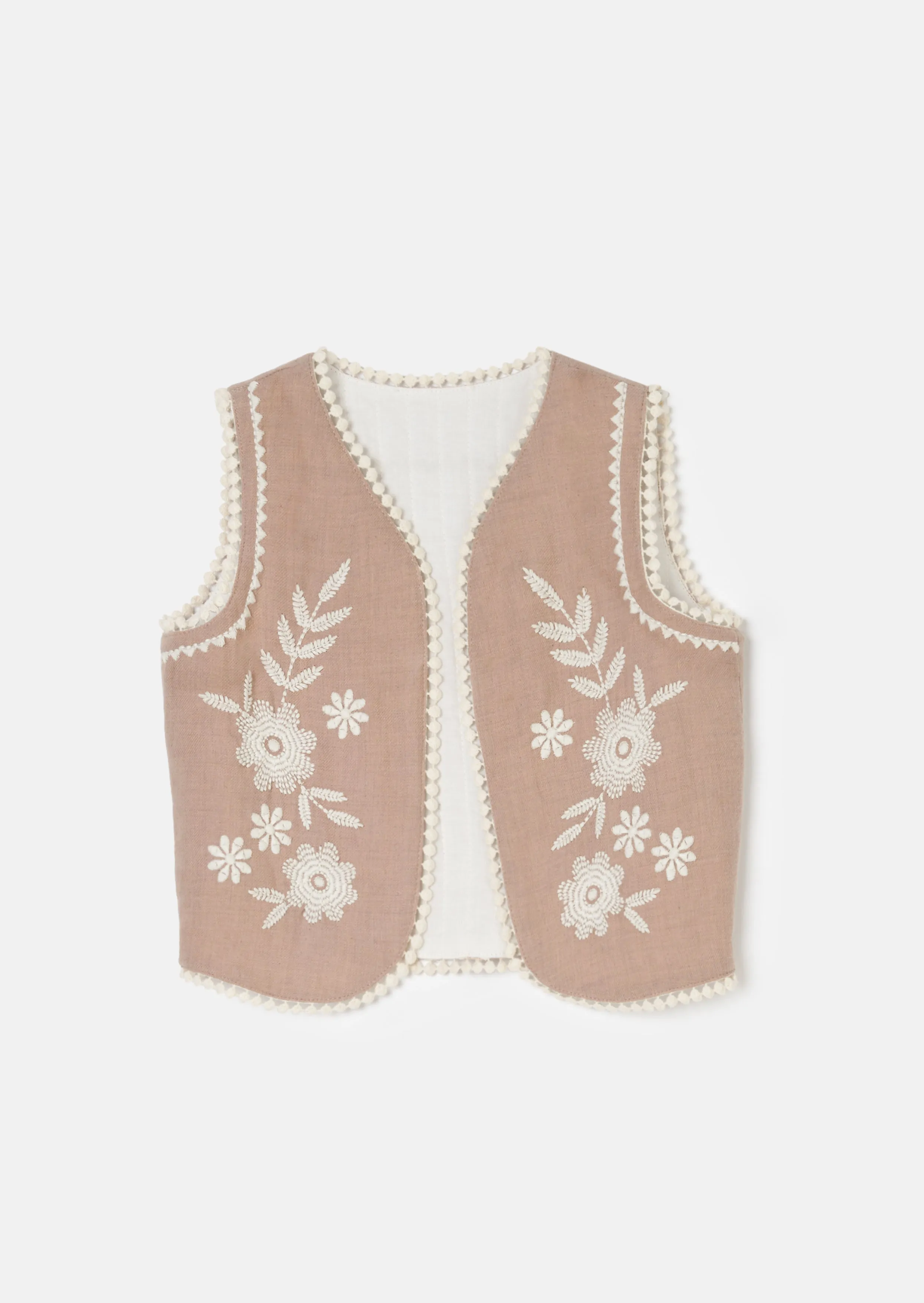 Lina Taupe Embroidered Gilet