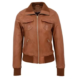 Lisa Brown Bomber Leather Jacket