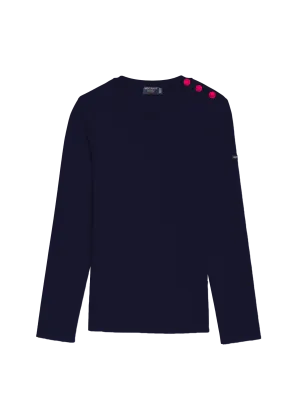 Marée authentic sailor jumper - slim fit, in wool (NAVY POP/MAGENTA)