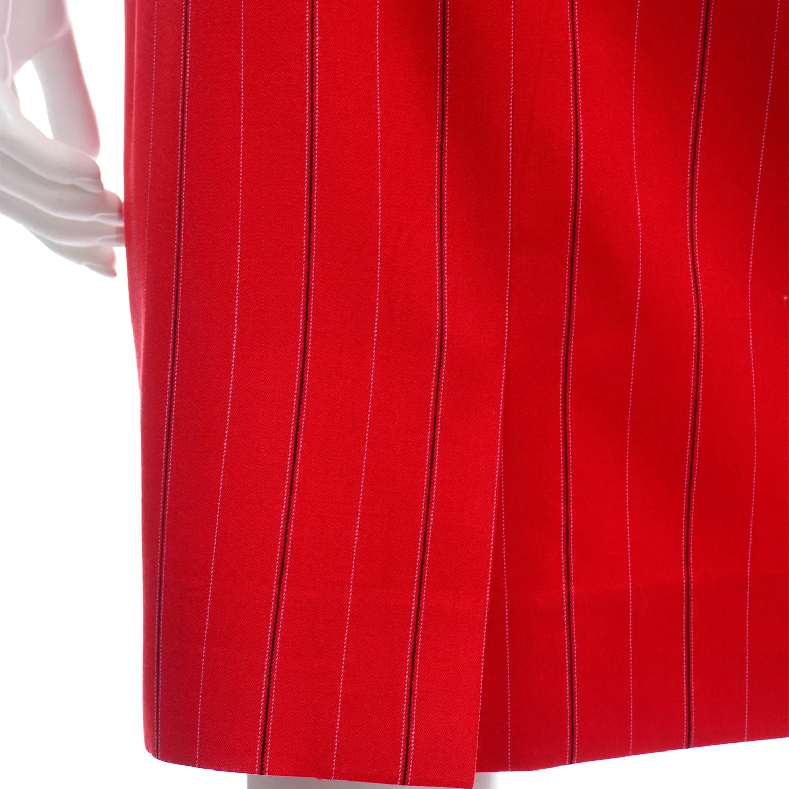 Margaretha Ley Escada Vintage Red Pinstripe Pencil Skirt