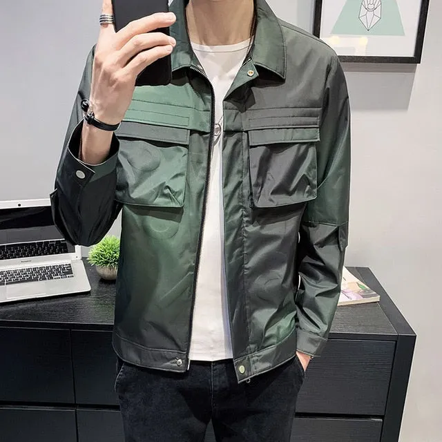 Men Spring Jacket  Gradient Color Casual Jackets