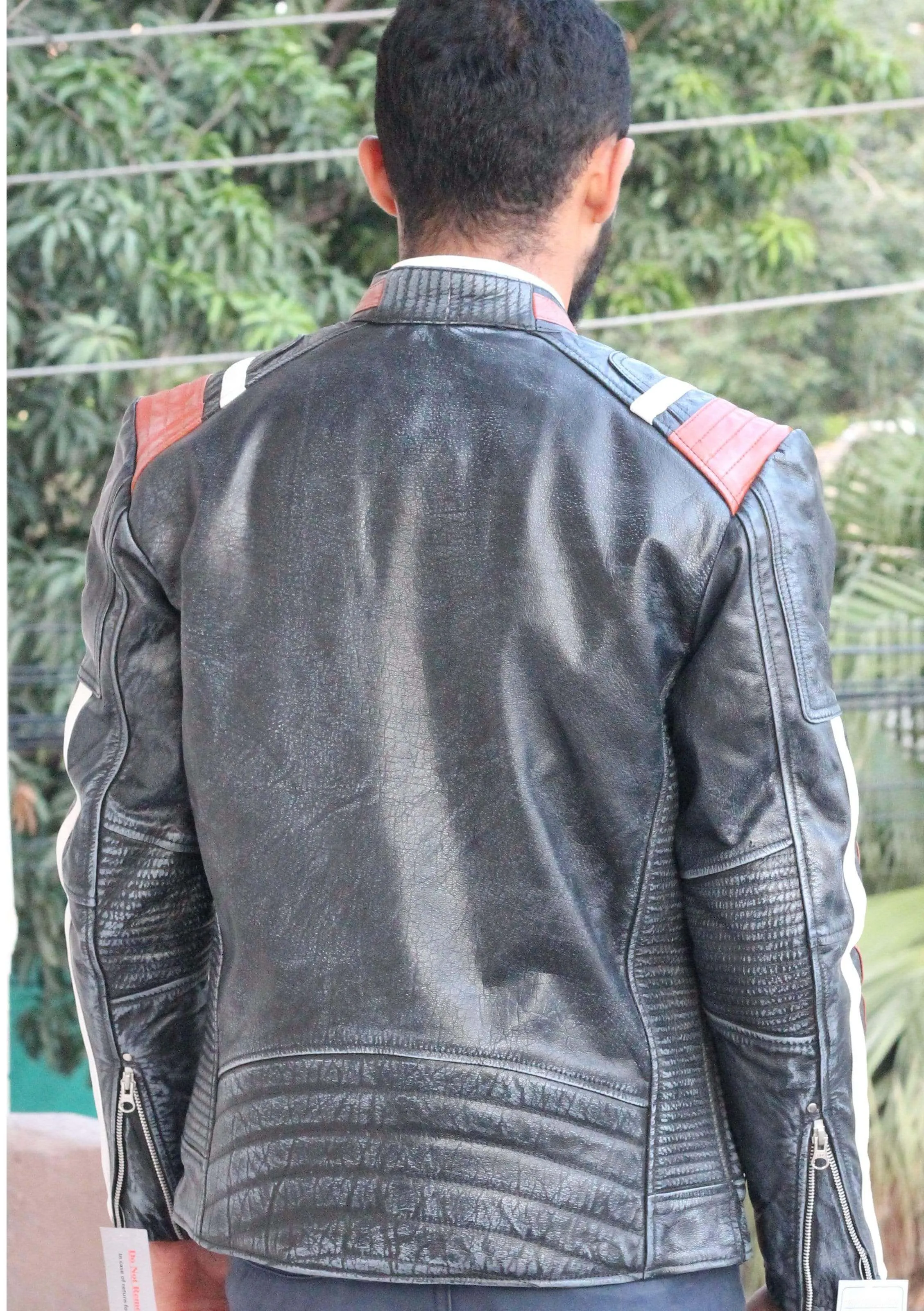 Men's Fashion Distressed Leather Biker Bomber Jacket