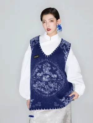 MUKZIN Linglong "Mandarin Duck"  Mohair Knitted Large Round Collar Vest