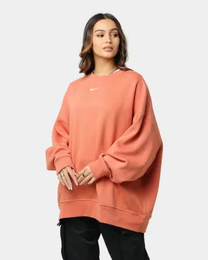 Nike Women's Sportswear Essential Collection Fleece Oversized Crewneck Light Madder Root