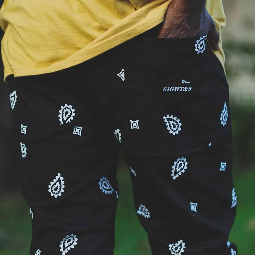 No Love Paisley Pants Black