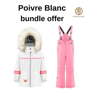 Poivre Blanc Girls Ski Jacket & Ski Pants Bundle - White/Lolly Pink