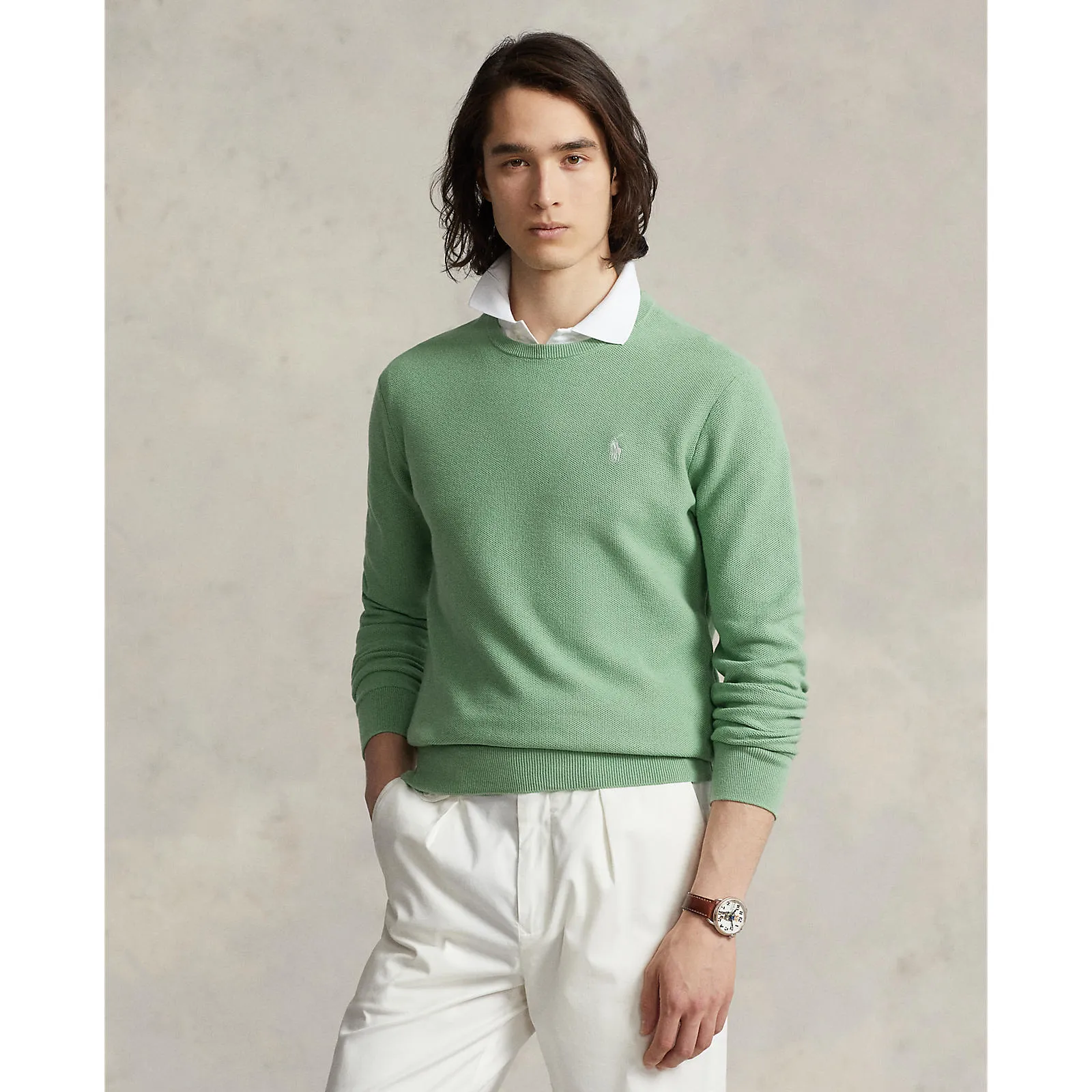 Polo Ralph Lauren - Mesh Knit Cotton Crewneck Sweater - Pistachio