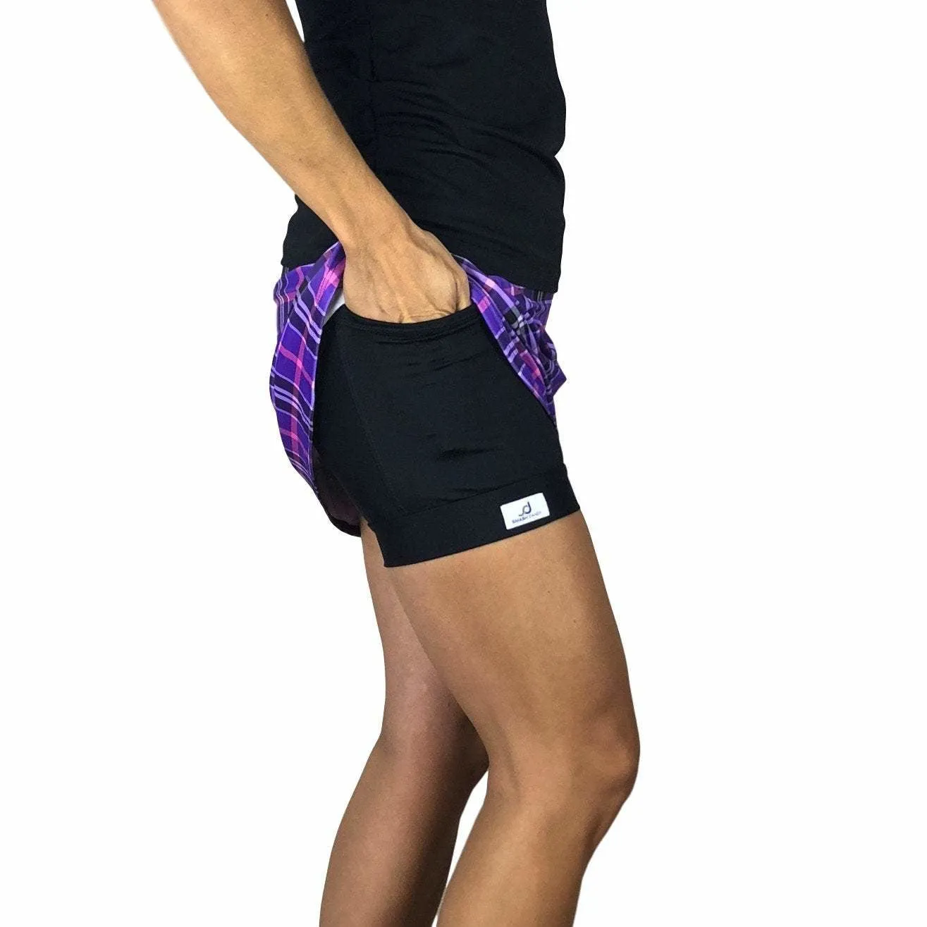 Purple Plaid Print Athletic Slim Golf Skort w/ pocket- Golf Skirt