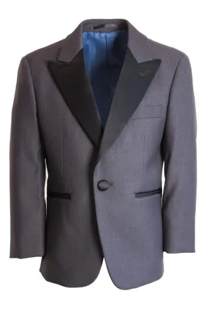 "Fitzgerald" Kids Steel Grey Tuxedo Jacket (Separates)