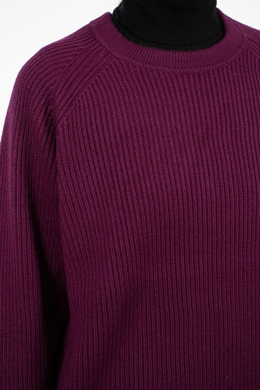 Ribbed Raglan Crewneck Plum