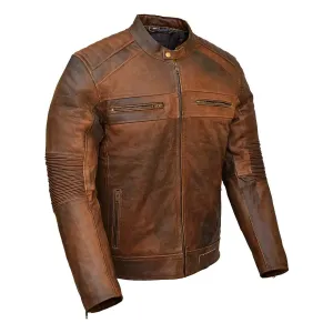 RIDERACT® Men Motorbike Jacket Leather Cafe Racer KRATOS