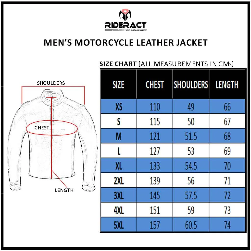 RIDERACT® Men Motorbike Jacket Leather Cafe Racer KRATOS