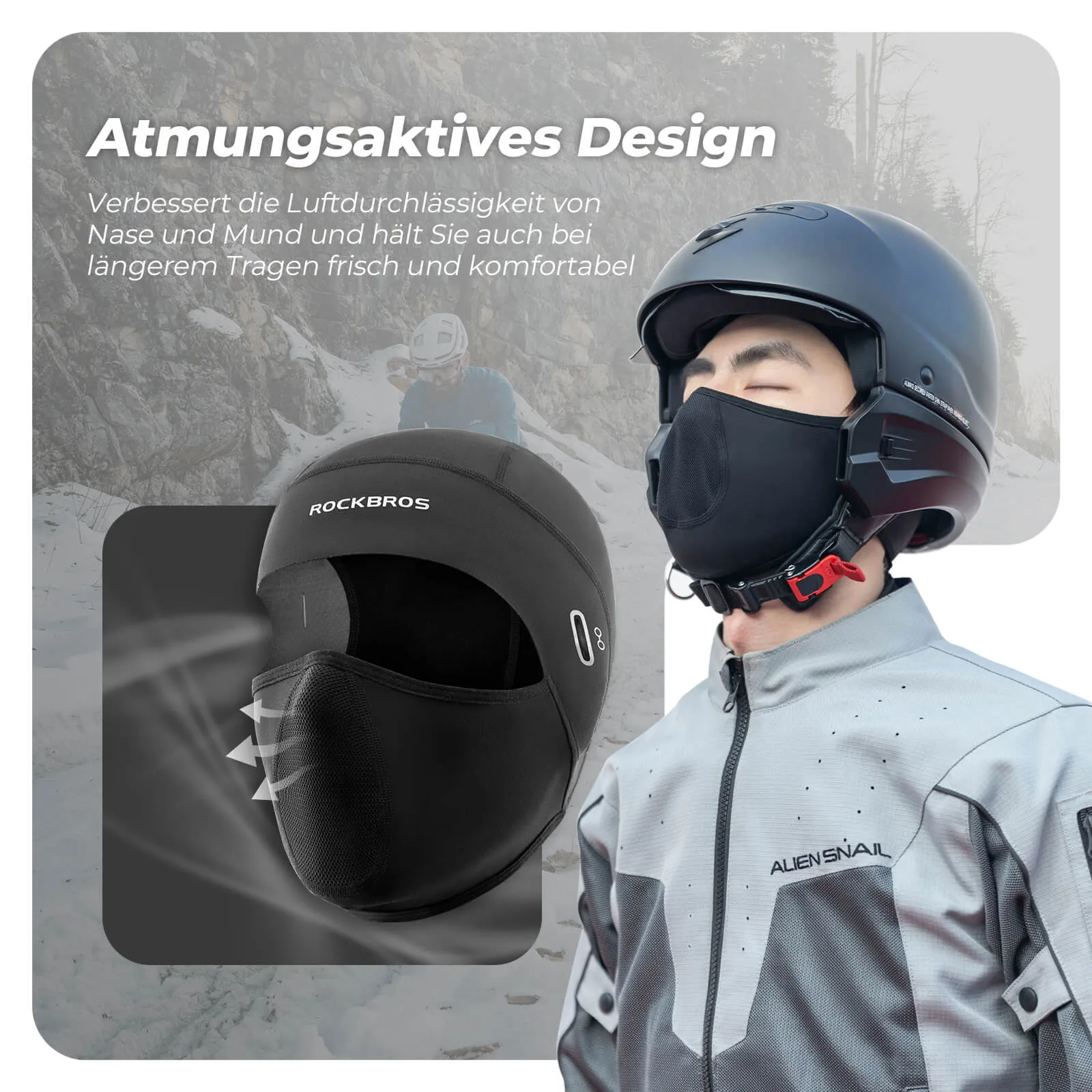 ROCKBROS Sturmhaube Balaclava Fleece Unterhelm für Fahrrad und Ski