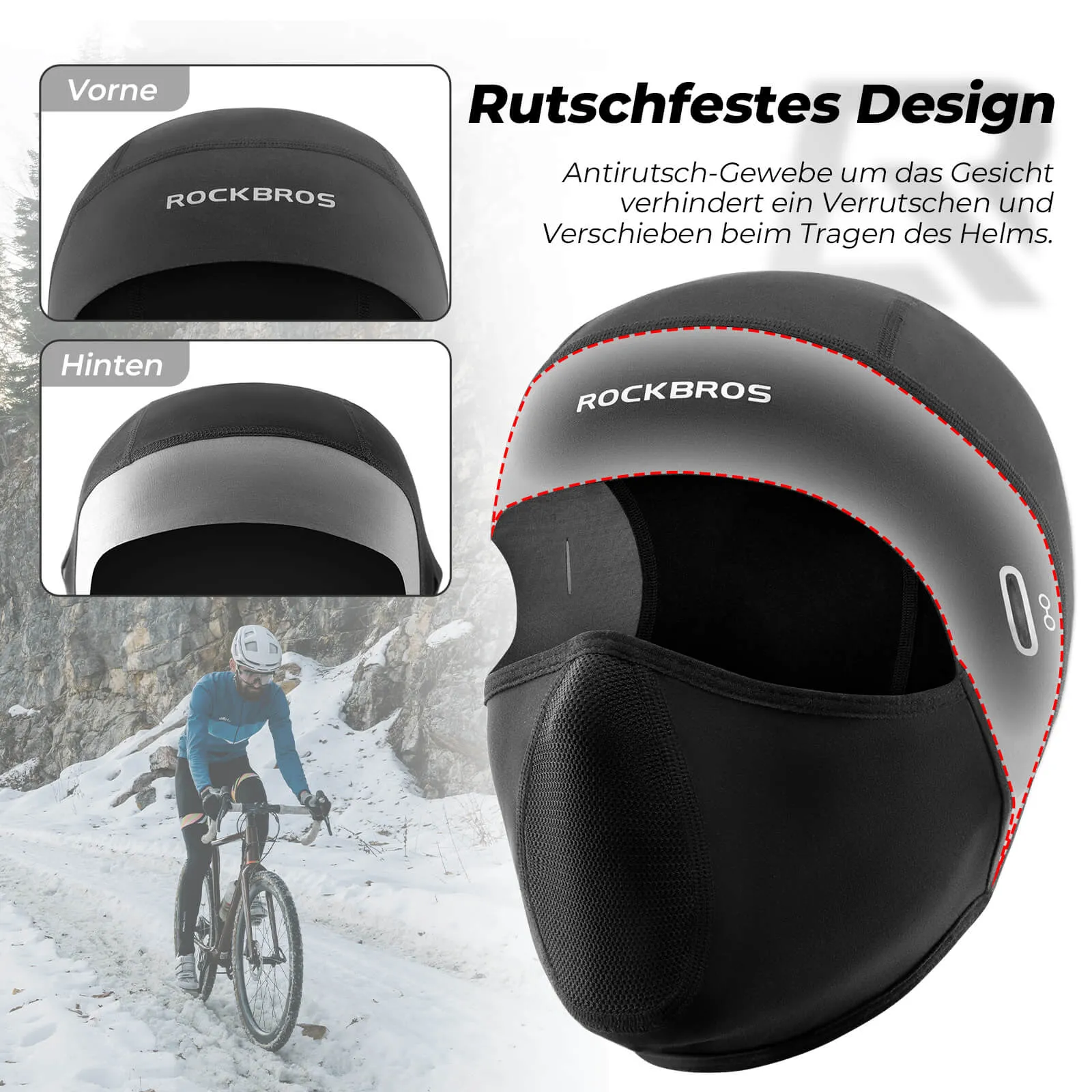 ROCKBROS Sturmhaube Balaclava Fleece Unterhelm für Fahrrad und Ski