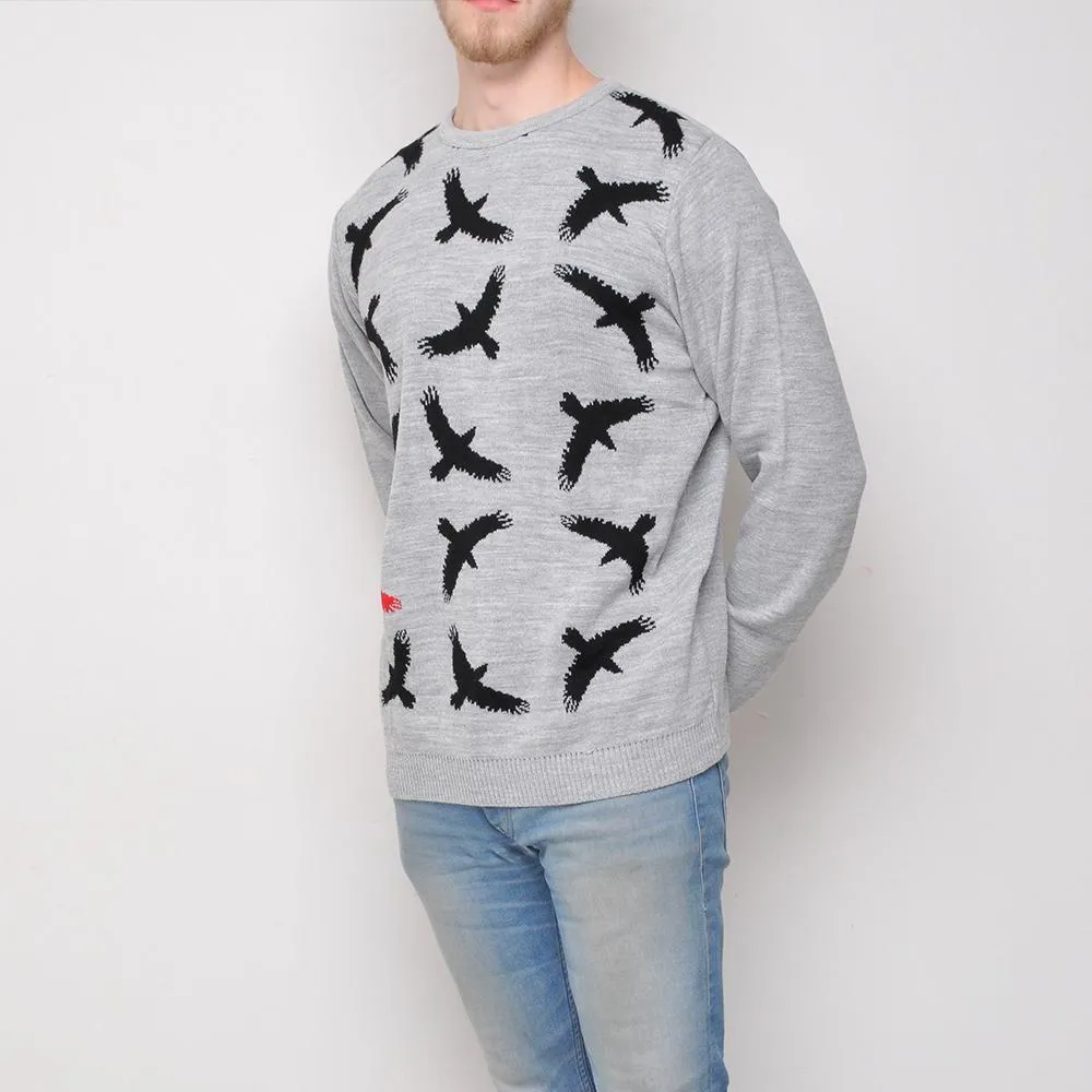 Run & Fly - Crows - Mens Jumper - Grey