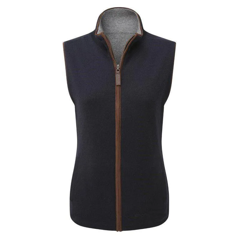 Schoffel Ladies Reversible Merino/ Cashmere Gilet - Navy/Grey