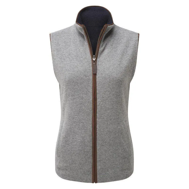 Schoffel Ladies Reversible Merino/ Cashmere Gilet - Navy/Grey