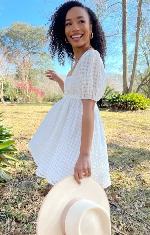 Smitten Babydoll Dress ~ Ivory Charmed and Checkered