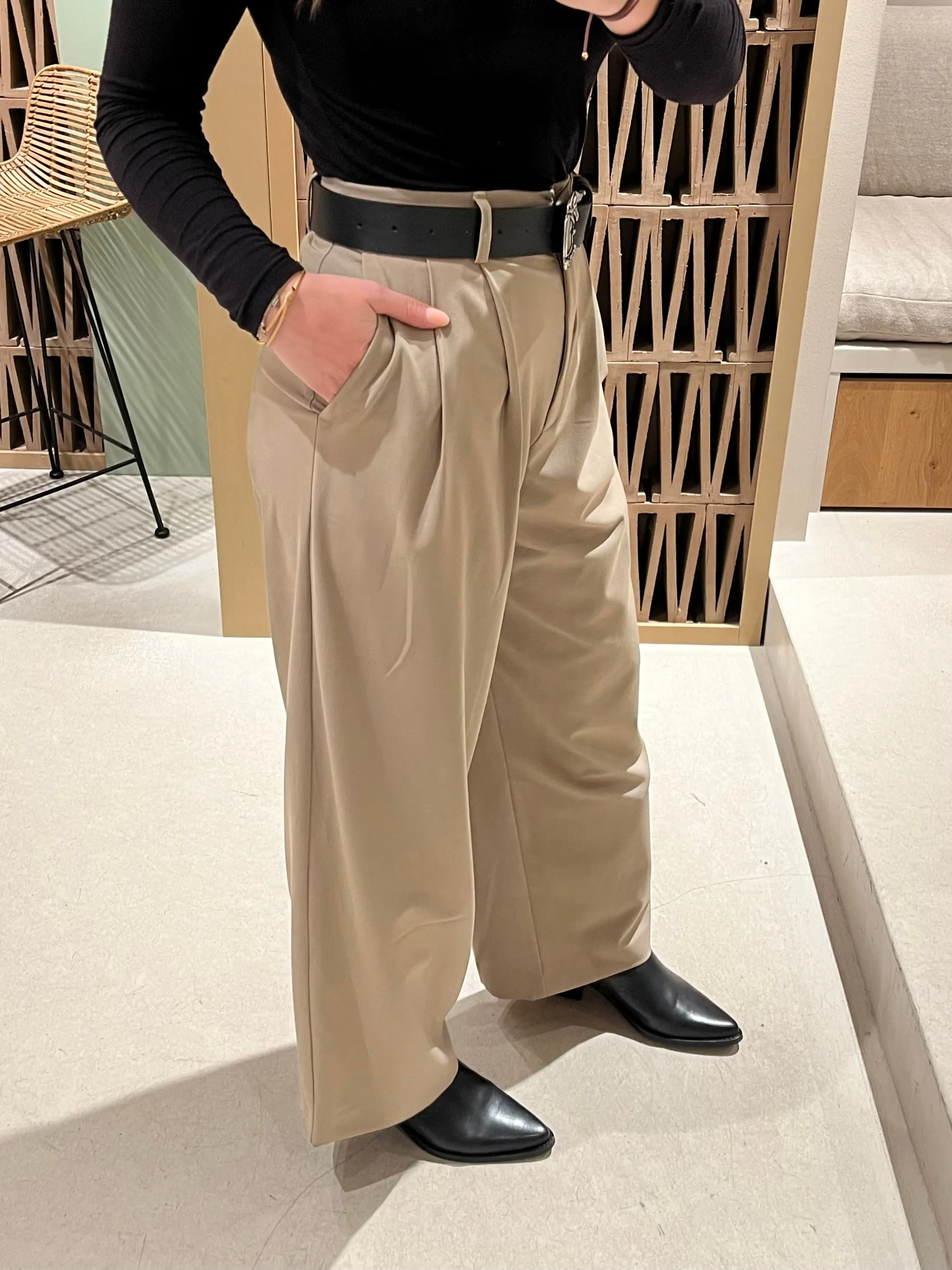 TAILORED WIDE PANTS "NIKA" DARK SAND